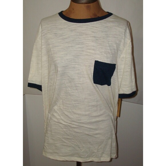 New Mens XL Pocket T Shirt NWT Organic Cotton Threads 4 Thought Blue USA White - Picture 1 of 2